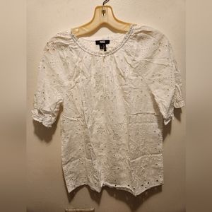 PAIGE Broderie Anglaise Brynne White Eyelet Blouse Size Small